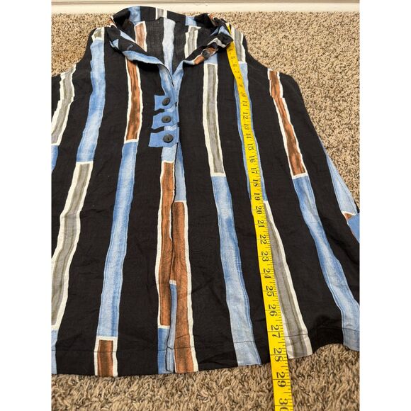Vincente Womens Striped Tank Top Sz L Lagenlook Boho Beachy Artsy Coastal - Picture 8 of 8